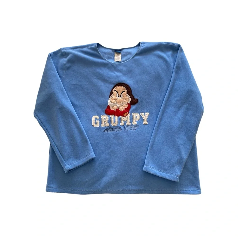 VTG Grumpy Since 1937 Mens Disney Extra Large Blue Fleece Sweater‎ Jacket